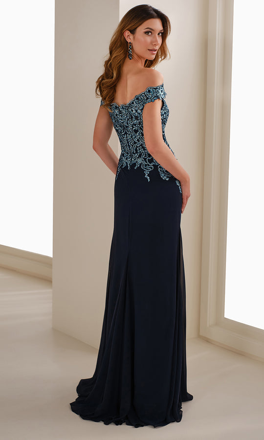 Cameron Blake CB907 - Embroidered Off Shoulder Chiffon Gown