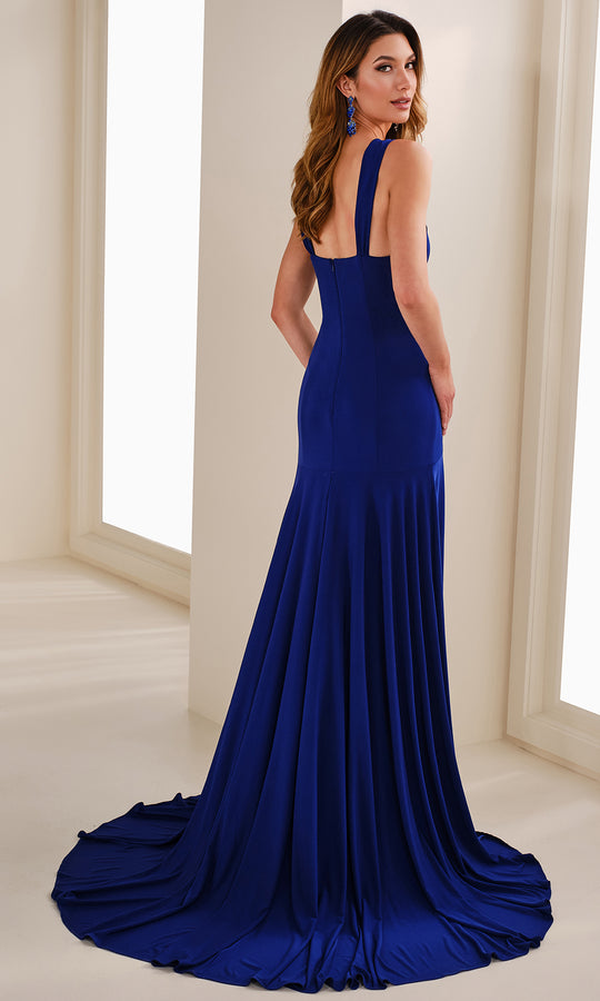 Cameron Blake CB911 - Twist Halter Tricot Evening Gown