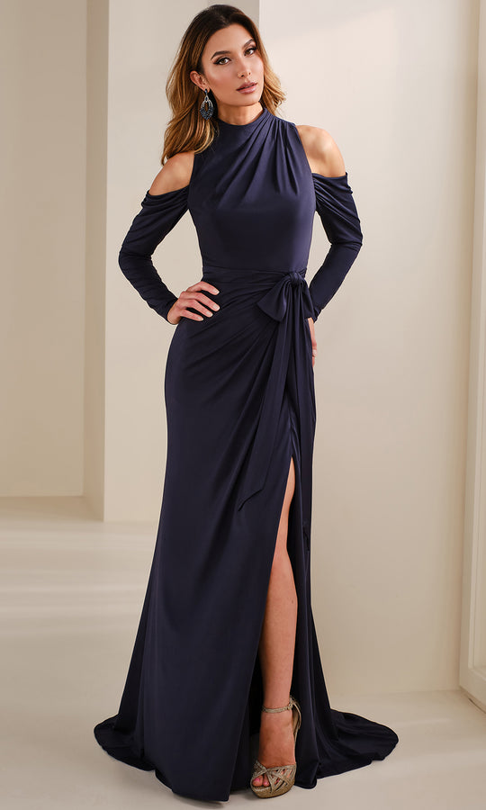 Cameron Blake CB912 - High Neck Jersey Gown with Cold Shoulders