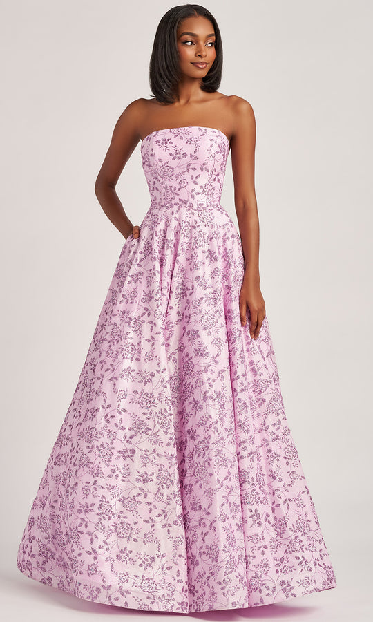 Colette CL6002 - Strapless Glitter Lace A-Line Gown