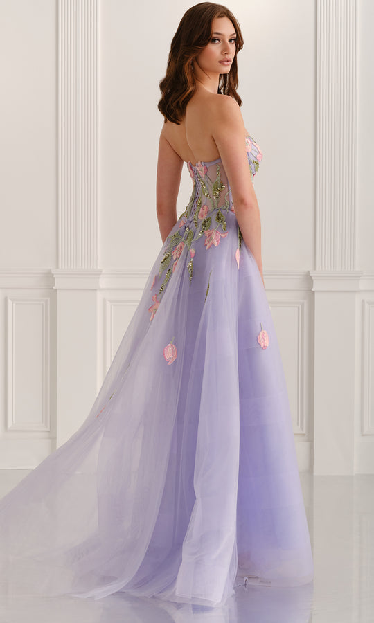 Colette CL6103 - Floral Beaded Strapless Prom Ballgown