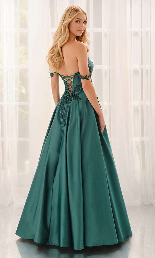 Colette CL6151 - Floral Applique Corset Satin Ballgown