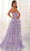 Colette by Daphne CL6217 - Floral Print Tiered Ruffle Prom Dress In Purple