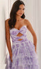 Colette by Daphne CL6217 - Floral Print Tiered Ruffle Prom Dress In Purple
