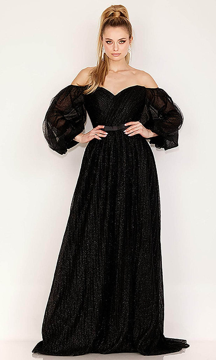 Cecilia Couture 181 - V-neck Dress Winter Formals and Balls 6 / Black