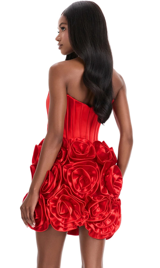 Ashley Lauren 4831 - Scoop Neckline Mini Dress with Rosette Skirt