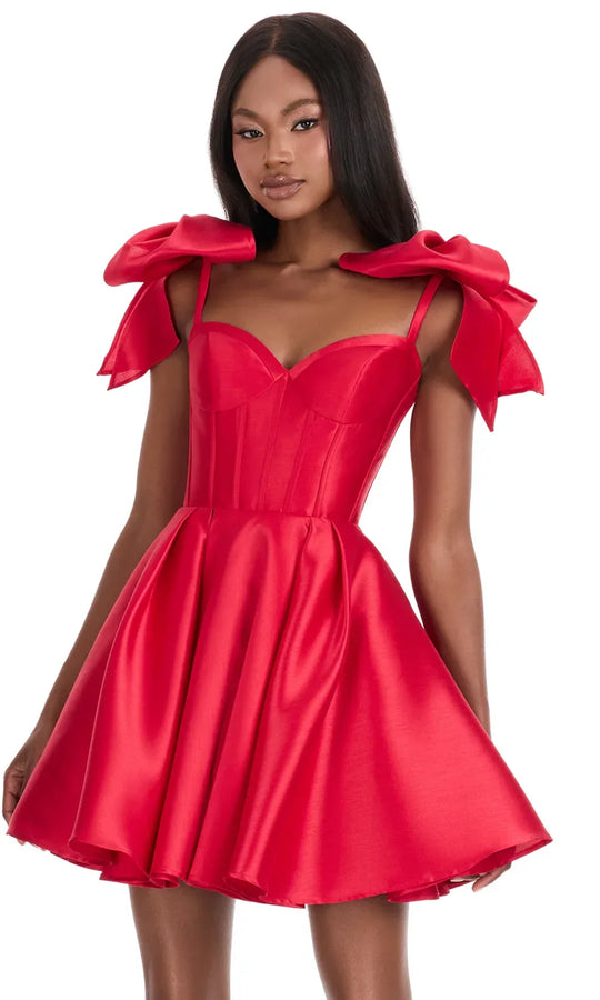 Ashley Lauren 4855 - Pleated A-line Sweetheart Mini Dress