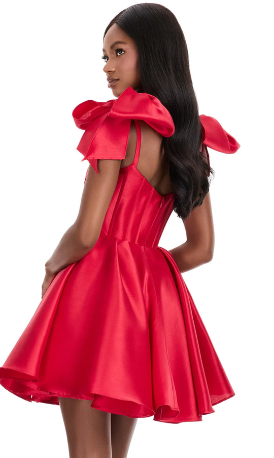 Ashley Lauren 4855 - Shoulder Bows Fit and Flare Short Dress