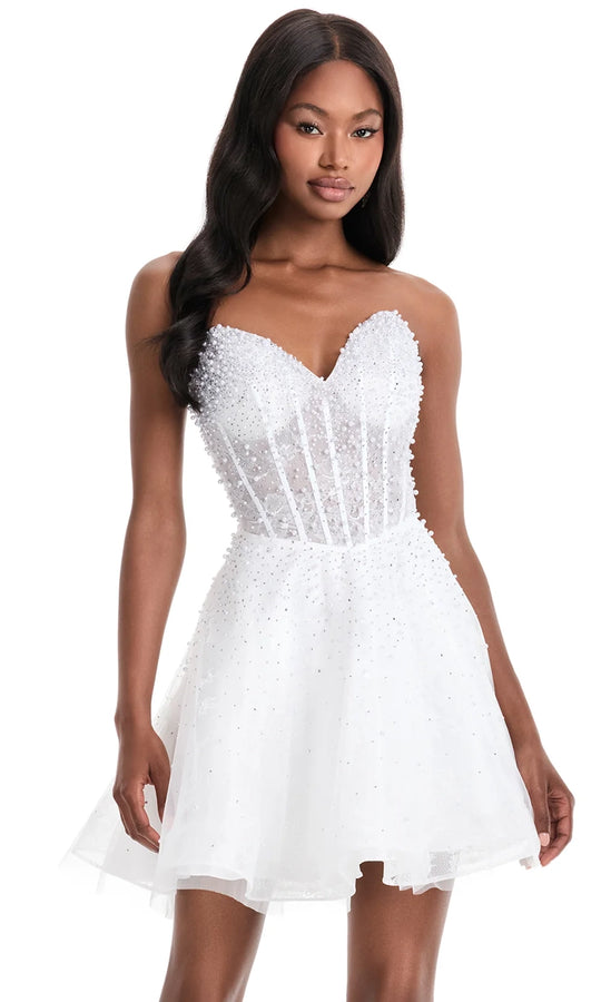 Ashley Lauren 4924 - Beaded Lace Strapless Sheath Dress