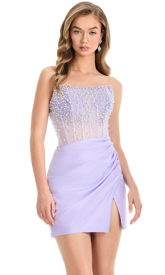 Ashley Lauren 4923 - Pearl Beaded Corset Sheath Dress