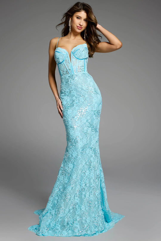 Jovani D5009 - Plunging Sweetheart Mermaid Prom Gown