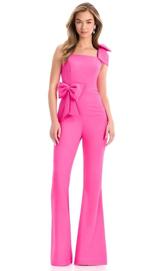 Ashley Lauren 12052 - Square Neckline Jumpsuit with Bow