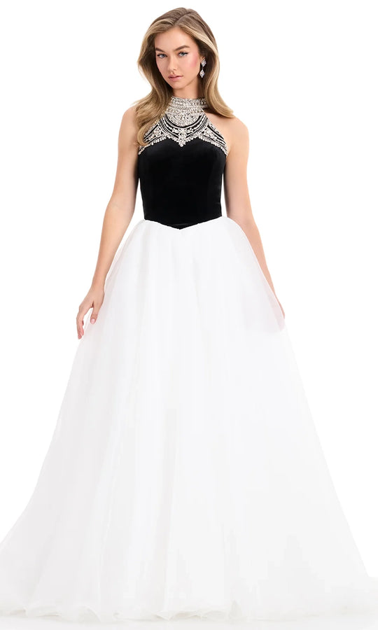 Ashley Lauren 12050 - Beaded Halter Neckline Organza Ballgown
