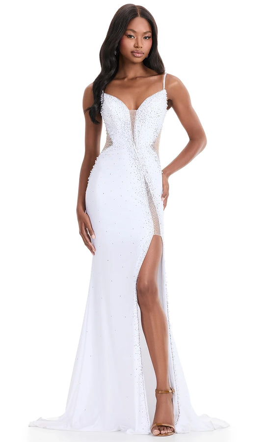 Ashley Lauren 12071 - Illusion Cutout Beaded Sheath Gown