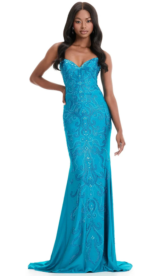 Ashley Lauren 12074 - Strapless Allover Beaded Fitted Gown