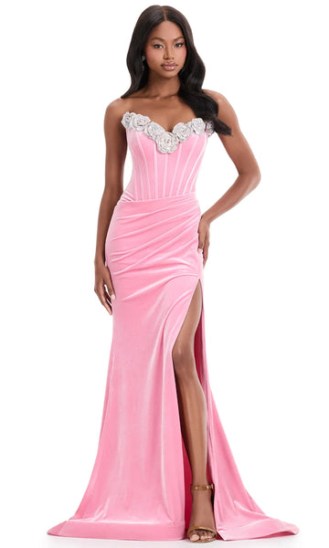 pink velvet formal dress Pink Velvet Long Sleeve Maxi Dress
