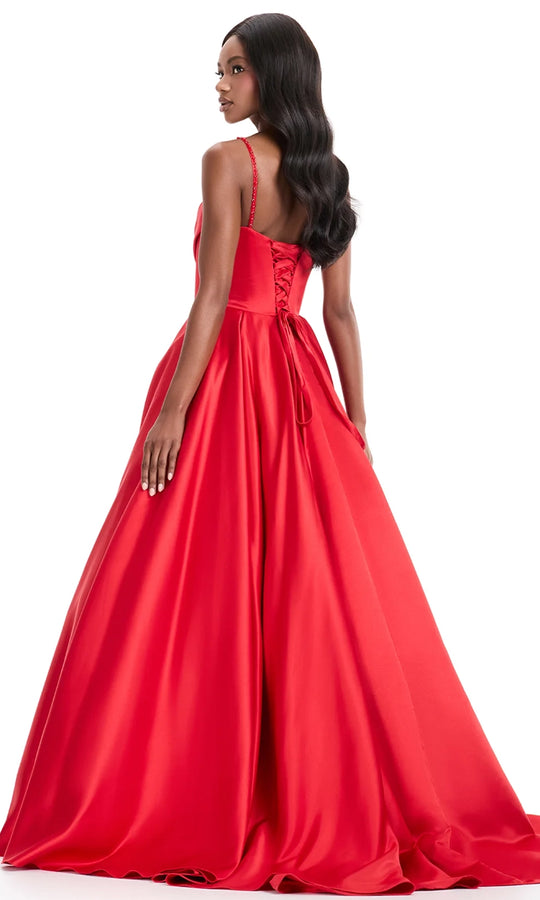 Ashley Lauren 12086 - Beaded Bodice Satin Pleated Ballgown
