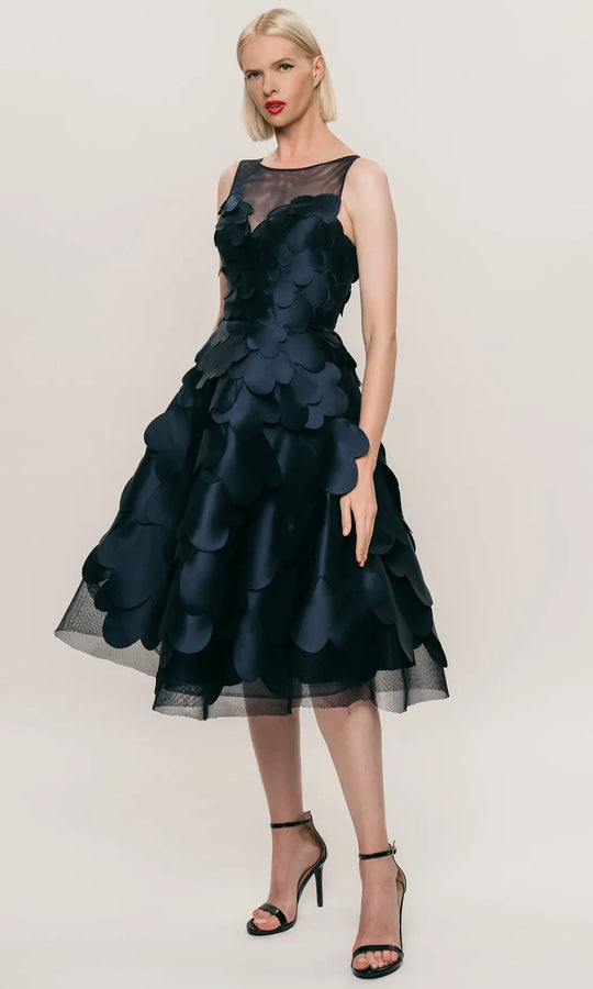 Park 108 M697 - Sleeveless Petal Texture A-Line Dress