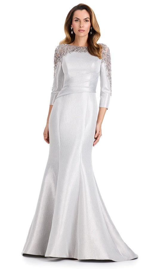 Ashley Lauren E12115 - Beaded Illusion Bateau Mermaid Formal Gown