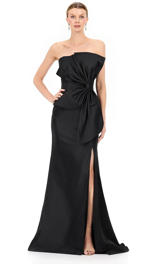 Ashley Lauren E12225 - Oversized Bow Strapless Slit Dress
