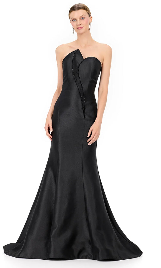 Ashley Lauren E12318 - Beaded Trim Asymmetric Strapless Dress
