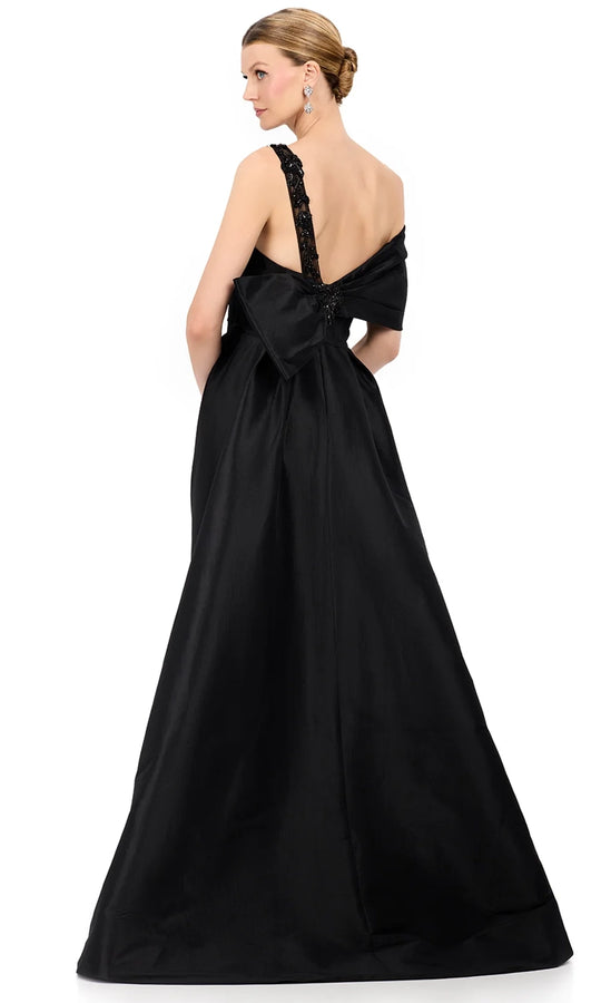 Ashley Lauren E12322 - Beaded Strap Asymmetric Taffeta Dress