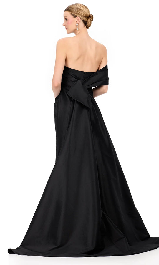 Ashley Lauren E12323 - Asymmetric Off Shoulder Taffeta Dress