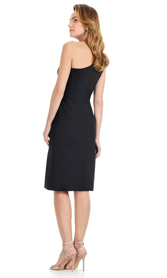 Ashley Lauren E4915 - Shoulder Bow Asymmetric Scuba Dress