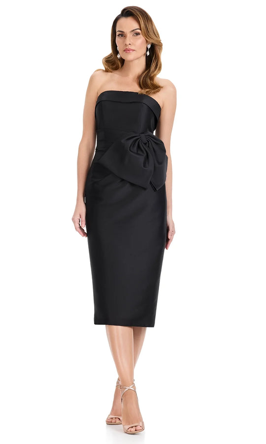 Ashley Lauren E4921 - Tea-Length Straight Neckline Mikado Dress