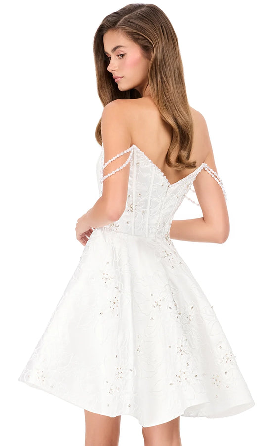 Ashley Lauren E4941 - Draped Beaded Sleeve A-Line Cocktail Dress