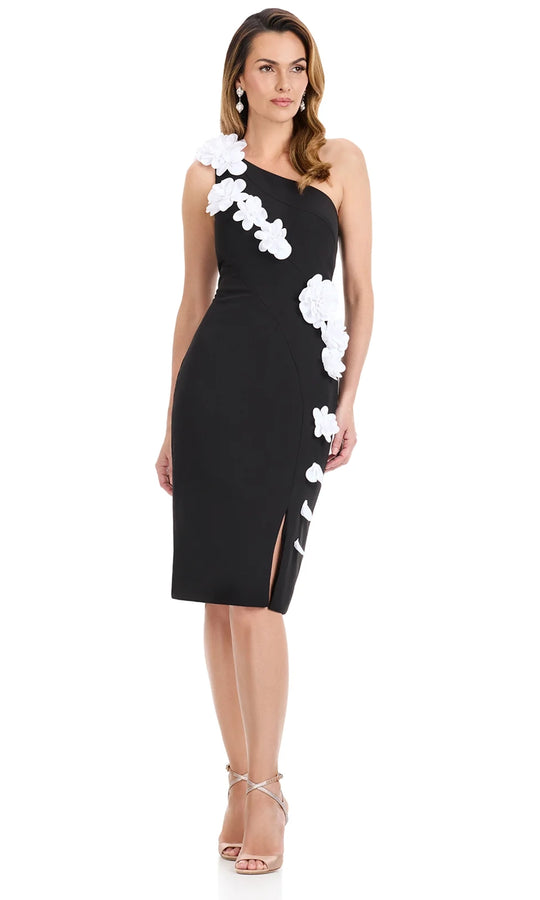 Ashley Lauren E4961 - One Shoulder Floral Applique Cocktail Dress