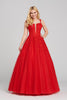 Ellie Wilde EW120014 - Applique Tulle A-Line Prom Dress
