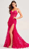 Ellie Wilde EW35005 - Embroidered Mermaid Prom Dress with SlitIn In Pink