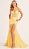 Ellie Wilde EW35005 - Embroidered Mermaid Prom Dress with SlitIn In Yellow