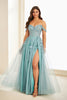 Ellie Wilde EW35101 - Glitter Tulle Floral Lace Prom Dress