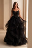 Ellie Wilde EW36225 - Ruffled Skirt Scoop Neck Prom Dress