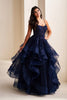 Ellie Wilde EW36225 - Ruffled Skirt Scoop Neck Prom Dress