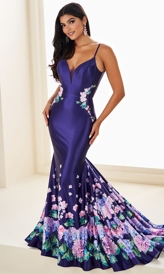 Ellie Wilde EW37000 - Floral Printed Stone Accent Mermaid Gown