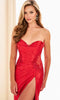 Ellie Wilde EW37009 - Illusion Side Sweetheart Dress with Zipper Slit In Red