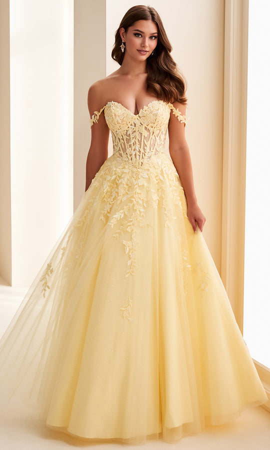 Ellie Wilde EW37028 - Off Shoulder Floral Embroidered Ballgown