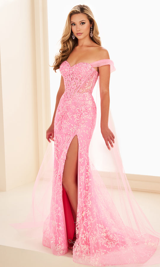Ellie Wilde EW37030 - Sweetheart Sequin Ornate Gown with Tulle Cape