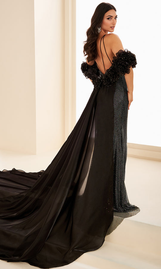 Ellie Wilde EW37037 - Double Strap Beaded Gown with Long Cape