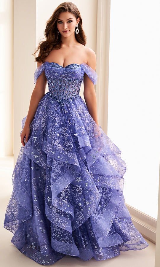 Ellie Wilde EW37043 - Cascading Ruffle Off Shoulder Ballgown