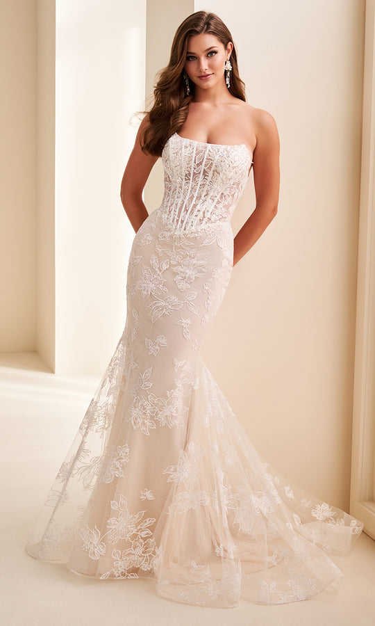 Ellie Wilde EW37083 - Mermaid Floral Embroidered Prom Dress