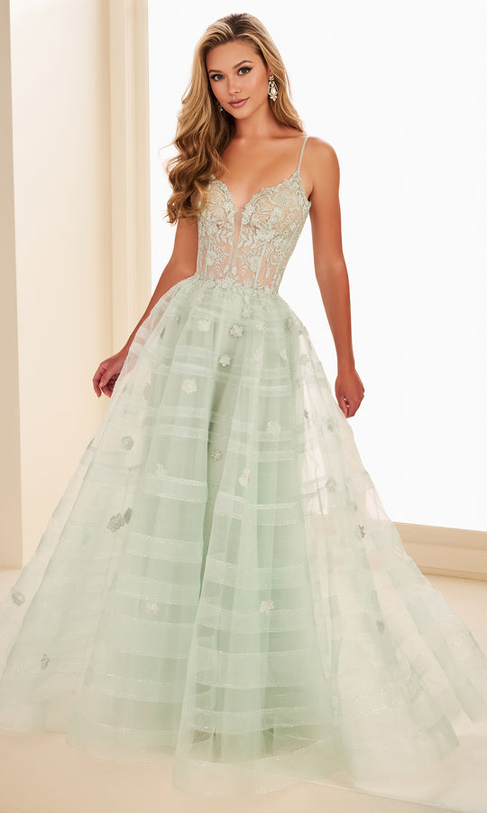 Ellie Wilde EW37097 - Embroidered Sleeveless Metallic Horsehair Gown