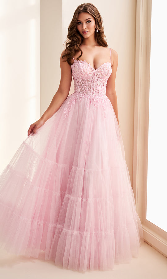 Ellie Wilde EW37107 - Tiered Skirt Sweetheart Lace Applique Gown
