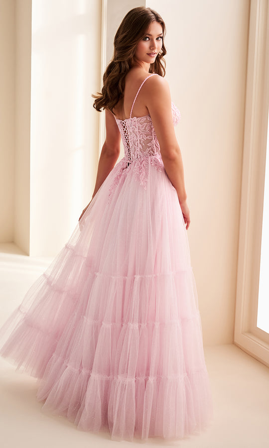 Ellie Wilde EW37107 - Tiered Skirt Sweetheart Lace Applique Gown