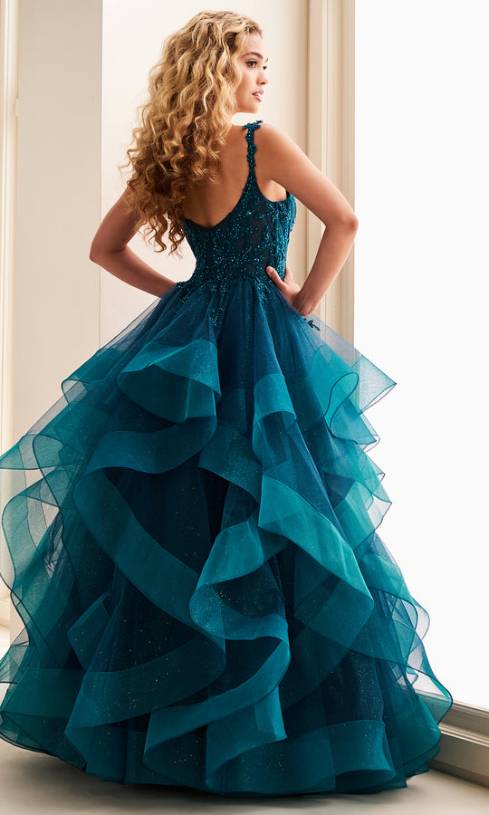 Ellie Wilde EW37128 - Beaded Lace Ballgown with Ruffle Skirt