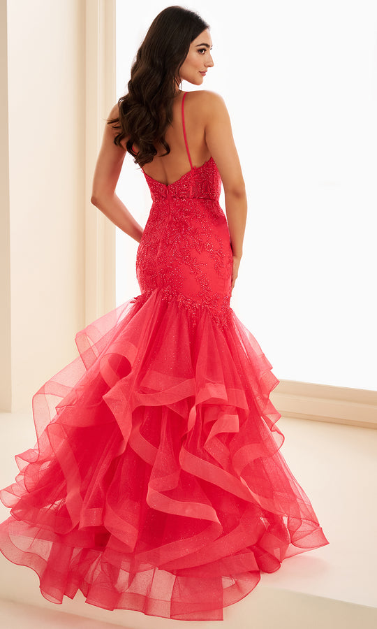 Ellie Wilde EW37207 - Lace Applique Glitter Tulle Trumpet Dress