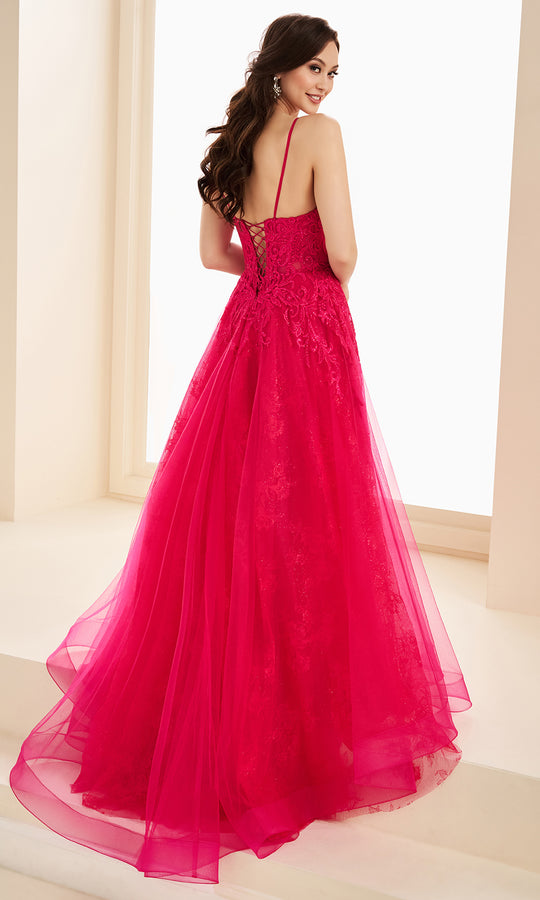 Ellie Wilde EW37210 - Glitter Lace A-Line Dress with Slit